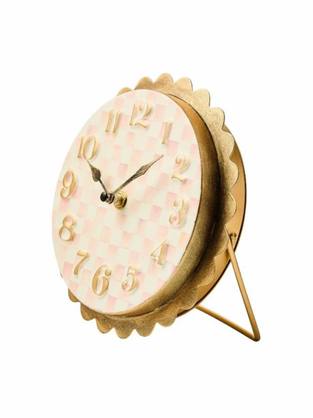 MacKenzie-Childs Rosy Check Scalloped Desk Clock